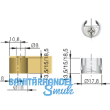 Einbohrteil PK2, Tablarstrke 16 mm, Bohr  18 mm,mit Exzenter,Kunststoff grau