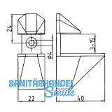 Glastablar-Klemmtrger Eckig, Glas 3-25 mm, Zinkdruckguss Edelstahl Effekt