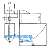 Glastablar-Klemmtrger Oval, Glas 3-25 mm, Zinkdruckguss Edelstahl Effekt