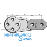 Tischplattenverbinder RAMTI, Bohrbild 32 mm, Kunststoff grau/Zink Druckguss