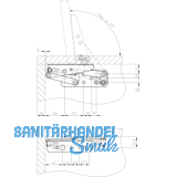 Truhenbankbeschlag ohne Feder, ffnungswinkel 95, FE gelb chromatiert