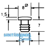 TD3 Transchlagdmpfer zum Einbohren 8 x 1,5; Bohrma 6x1,5,hart, KS wei