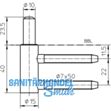 Trband-Rahmenteil Variant V 3400 WF f. geflzte Tren, Band  15 mm, vernickelt