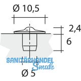 TD6 Transchlagdmpfer zum Einbohren 10.5x2,4; Bohrma 5x 6, weich,KS transp.