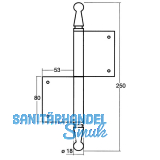 Trnussband mit Zierkopf, links, 140 x 210 mm, Stahl blank