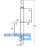 Trnussband mit Zierkopf, links, 100 x 160 mm, Messing poliert