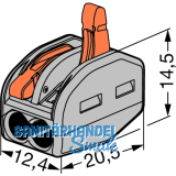 Verbindungsklemme WAGO 222 3x4Qmm grau mit Bettigungshebel