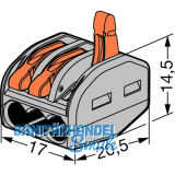 Verbindungsklemme WAGO 222 2x4Qmm grau mit Bettigungshebel