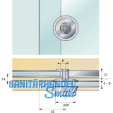 HETTICH PRESTIGE 2000 Zyl.-Glasschiebetrschloss Typ 326, Bohr 30, Alu-finish