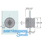 HETTICH PRESTIGE 2000 Zyl.-Glastrschloss Typ 321, Bohr 26, 32, Alu-finish
