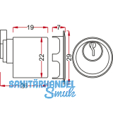 JuNie Zylinder  22 mm zu Schlssern 2863/2886 Sperre BN 0101, Messing matt