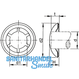 Achsenklemmring mit Kappe 8 mm Federstahl brniert, Kappe Edelstahl