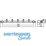 Garderobenleiste Coat mit 5 schrgen Haken, Breite 320 mm, Edelstahl gebrstet