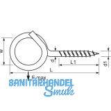 Deckenhaken mit Holzgewinde 9x120 Holzgewinde verzinkt-blau