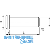 DIN1434A 10x 30 H11 blank Bolzen mit kleinem Kopf ohne Splintloch