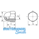 DIN1587 M12 verzinkt-blau Hutmutter hohe Form - Schlsselweite nach ISO