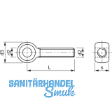 DIN 444BL 4.6 M12x 80 verzinkt Augenschraube mit Gewinde bis Kopf