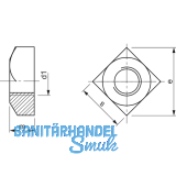 DIN 557/ 5 M12 blank Vierkantmutter