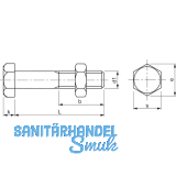 DIN 601 M12x380 verzinkt Mutterschraube (Bauschraube)