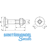 DIN 603 M10x110 verzinkt Torbandschraube mit Mutter