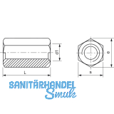 ~DIN6334 M 6x 25 Edelstahl A2 Sechskant-Langmutter
