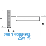 DIN 653 M 4x 16 verzinkt Rndelschraube flache Form
