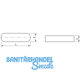 DIN6885A C45K 14x 9x 40 blank Passfeder rundstirnig