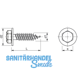 ISO10510-S1 5.5x19 verzinkt Kombi-Sechskantblechschraube (ISO1479) mit U-Scheibe