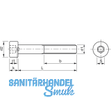 DIN6912 10.9 M 6x 12 blank Zylinderschraube mit niedrigem Kopf und Innensechskt.