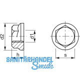 DIN6923/ 8 M20 verzinkt Sechskantmutter mit Flansch