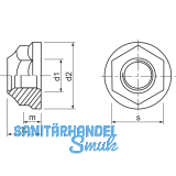 DIN6926 M 8 Edelstahl A2 Sechskant-Sperrzahnmutter m Flansch und Polyamideinlage