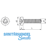 DIN7500PE (CT) M 6x40 Torx 30 verzinkt gewindefurchende Linsenschraube