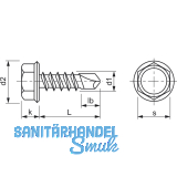 DIN7504K 6.3x 70 verzinkt Sechskant-Bohrschraube ~ISO15480