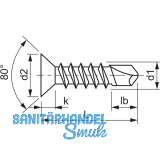 DIN7504O 2.9x 13 Phillips-KS verzinkt Senkkopf-Bohrschraube ~ISO15482