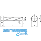 DIN7513A M 6x 16 verzinkt Gewindeschneidschraube mit Sechskantkopf