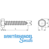 DIN7976C 5.5x 19 verzinkt Sechskantkopf-Blechschraube ~ISO1479