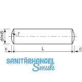 DIN 7-Toleranzfeld m6 4x 8 blank Zylinderstift ungehrtet, gedreht