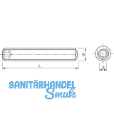 ISO4029/DIN916 45H M 6x 12 blank Gewindestift mit Ringschneide und Innensechskt.