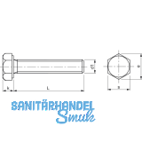 SECOTEC Sechskantschraube ohne Schaft DIN933 M8X16 verzinkt-blau KP-50