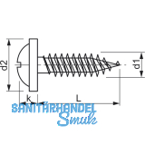 DIN 968C 4.2x 25 Phillips Kreuzschlitz verzinkt schwarz Blechschraube mit Bund