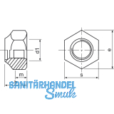 DIN 985 M 8 Edelstahl A4 Sicherungsmutter niedrige Form mit Polyamideinlage