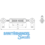 DIN1480 M 8 Edelstahl A4 Spannschloss mit sen