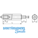 Distanzhalter M 3x10 Innen-/Aussengewinde Messing vernickelt