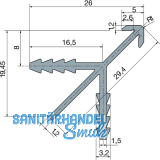 Korpus-Eckverbinderprofil 5000 mm fr Holzstrke 19 mm, natur eloxiert