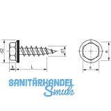 Fassadenbauschraube spitz 6.5x 32 Edelstahl A2 Neoprensch.  16 mm mit Zulassung