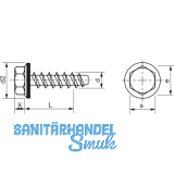 Fassadenschraube stumpf 6.3x 45 Edelstahl A2 Neoprensch.  16 mm mit Zulassung