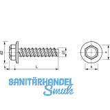 Fassadenbauschraube stumpf 6.3x 90 verzinkt mit Neoprendichtscheibe  16 mm