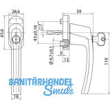 ROTO Fenstergriff ROTOLINE - mit Sperrzylinder, VK 7 x 35 mm, champagne elox.