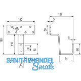 Standard Solardachhaken 150x50x5 mm Edelstahl A2 Oberflche Sandgestrahlt