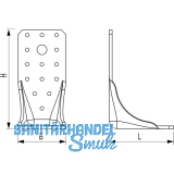 GH Winkelverbinder KR/E 285x90x65x4 - Stahl feuerverzinkt